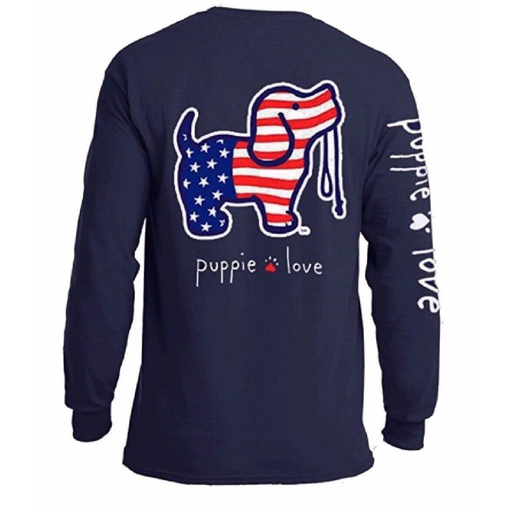 Puppie Love Dog USA Pup Long Sleeve T-Shirt Sweatshirt - NEW Fast Ship